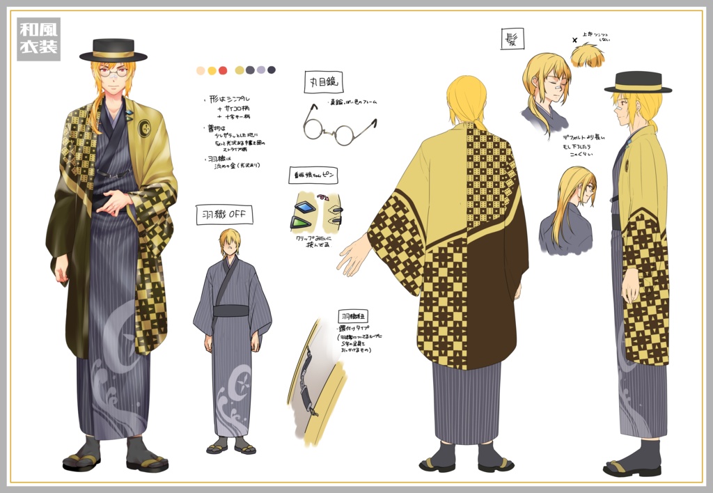 【無料DL可能】夢咲刻夜 -三面図&設定資料集-(2023/06/14更新版)