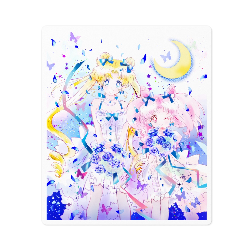 【セラムン】うさぎ&ちびうさステッカー【100mm】