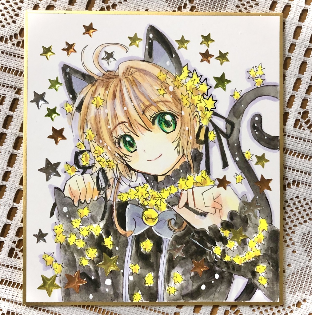 【CCS】木之本桜（黒猫）【アナログ色紙・原画】