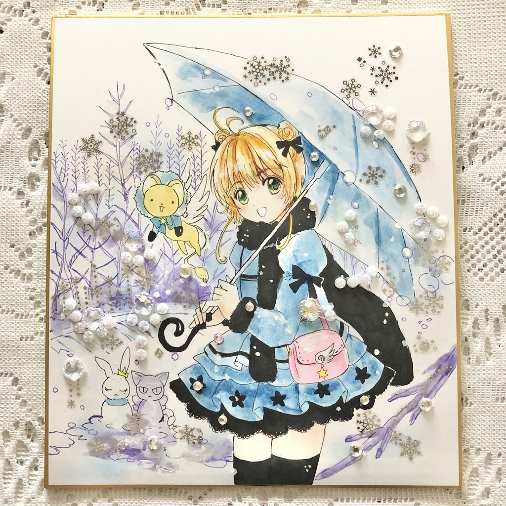 【CCS】さくらとケロちゃん（雪だるま）【アナログ色紙・原画】