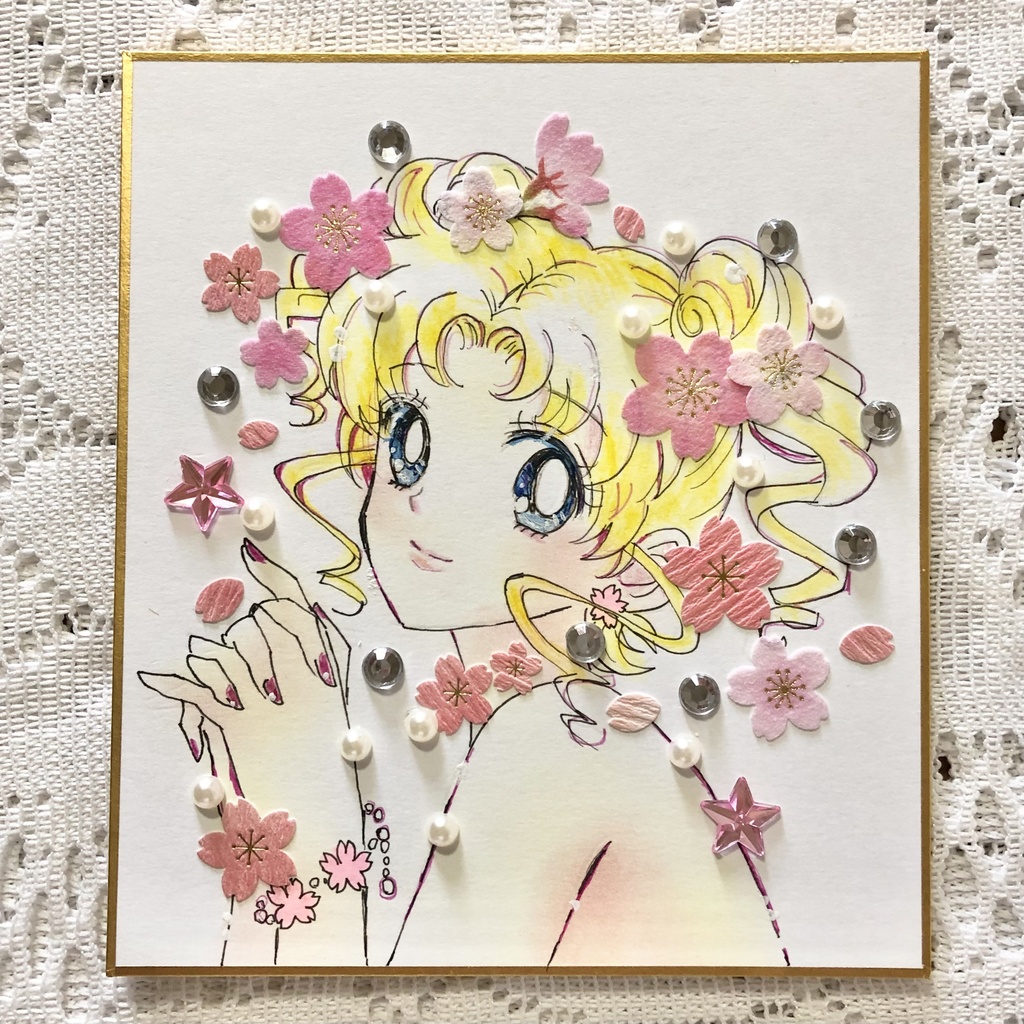【セラムン】月野うさぎ（桜姫）【アナログ色紙・原画】