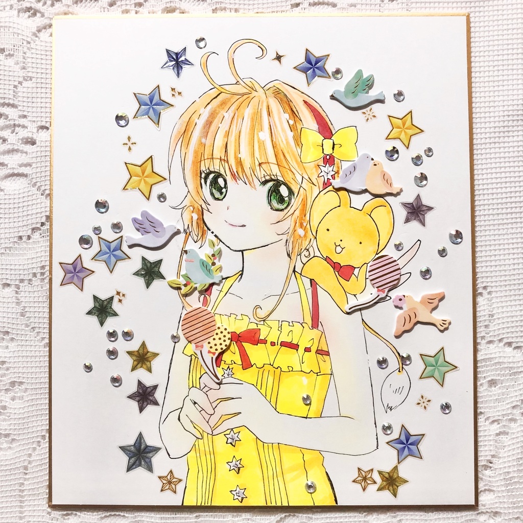 【CCS】木之本桜（星と鳥）【アナログ色紙・原画】