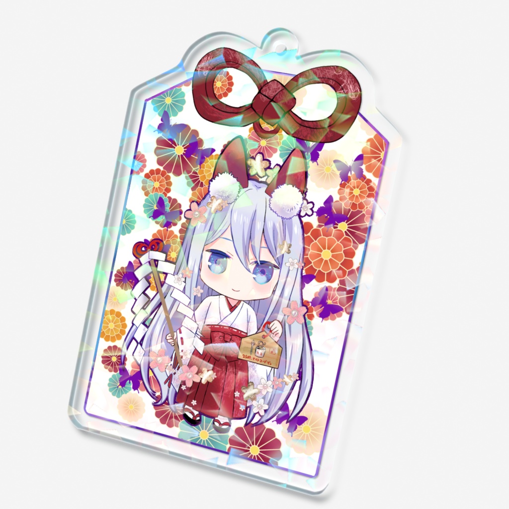 【プロセカ】宵崎奏(狐耳巫女)ホログラムお守り型アクキー