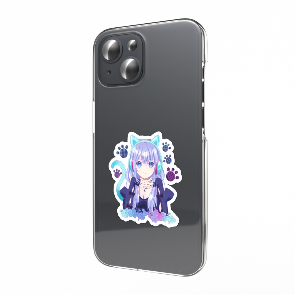 【一次創作・オリジナル】猫耳ヘッドホン女子スマホステッカー