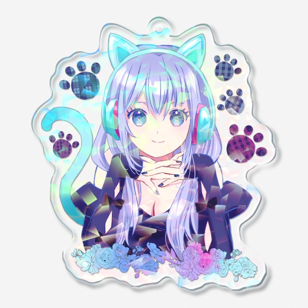 【一次創作・オリジナル】猫耳ヘッドホン女子 ホログラムアクキー