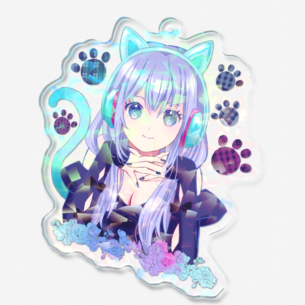 【一次創作・オリジナル】猫耳ヘッドホン女子 ホログラムアクキー