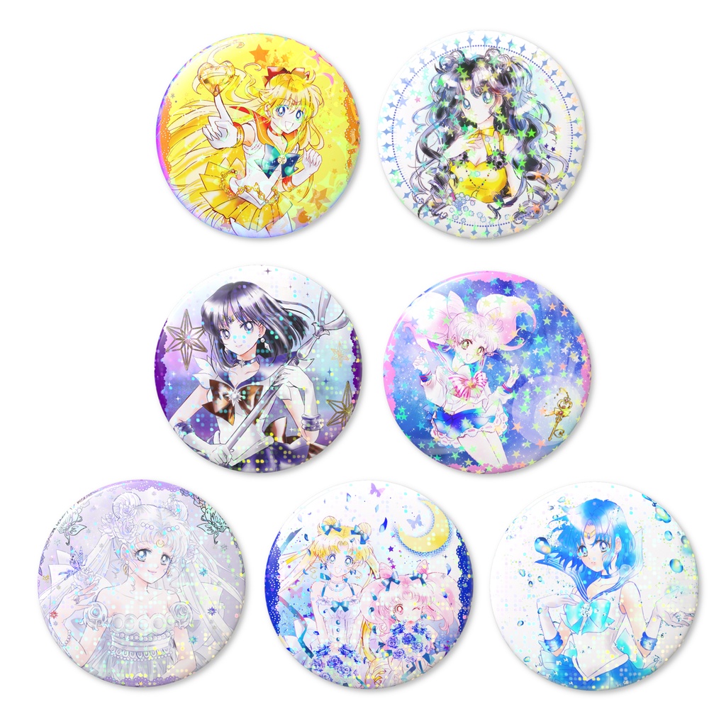 【匿名配送】うさぎ&ちびうさ ホログラム缶バッジ【セラムン・44mm】