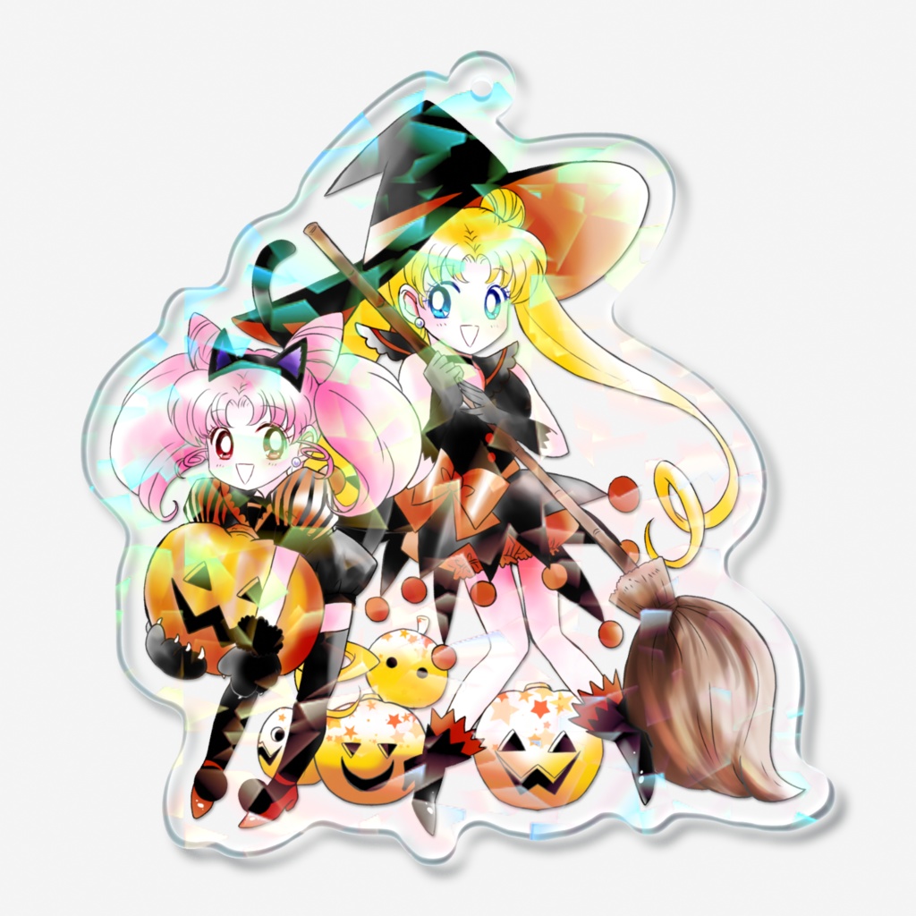 【セラムン】うさぎ＆ちびうさ（ハロウィン）ホログラムアクキー
