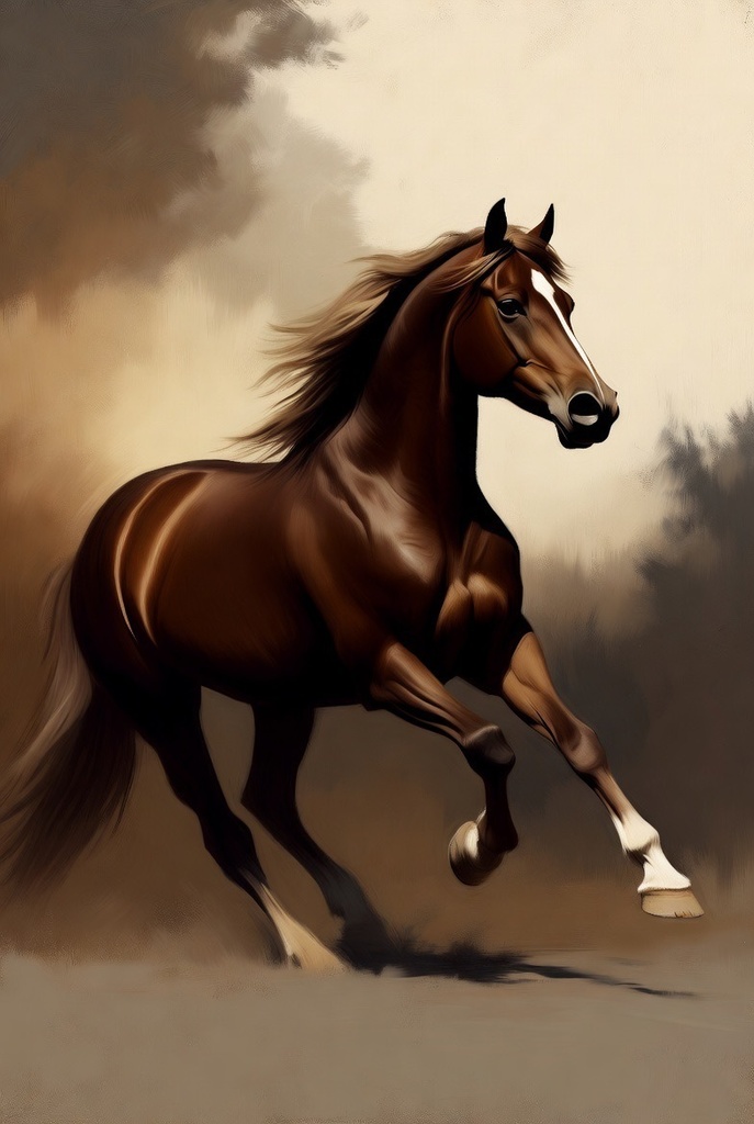 AI-Generated Brown Horse Art Video 2(High-Quality, Running) AI生成 茶色の馬のアート動画2（高画質・走る姿）
