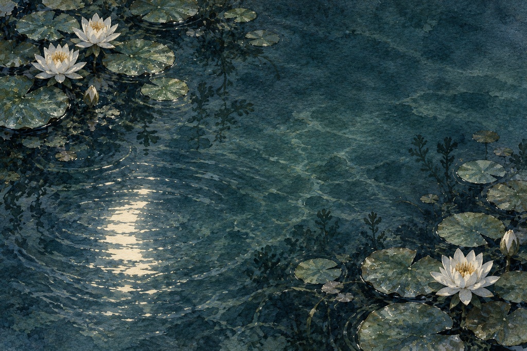 【無料サンプル】月が照らす10の水辺【幻想水彩背景素材】