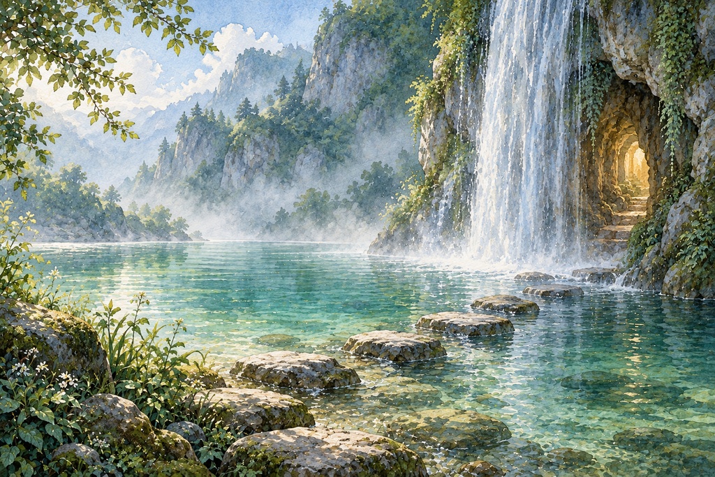 【無料サンプル】10の秘密の入口【幻想水彩背景素材】