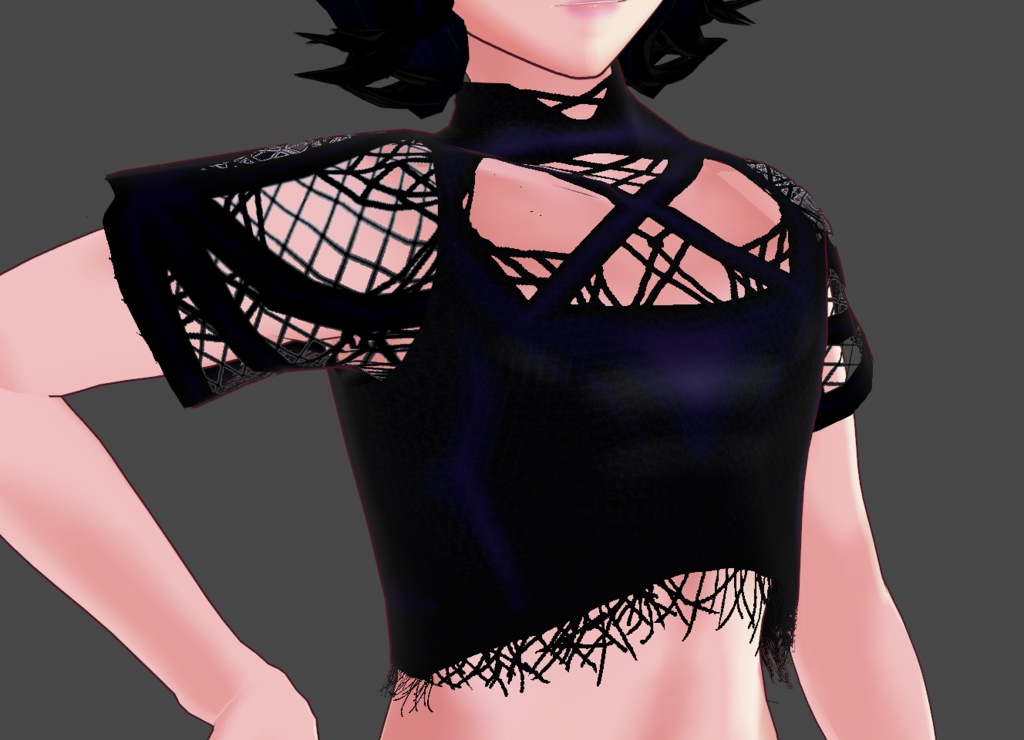 [VRoid] Dark torn Crop top