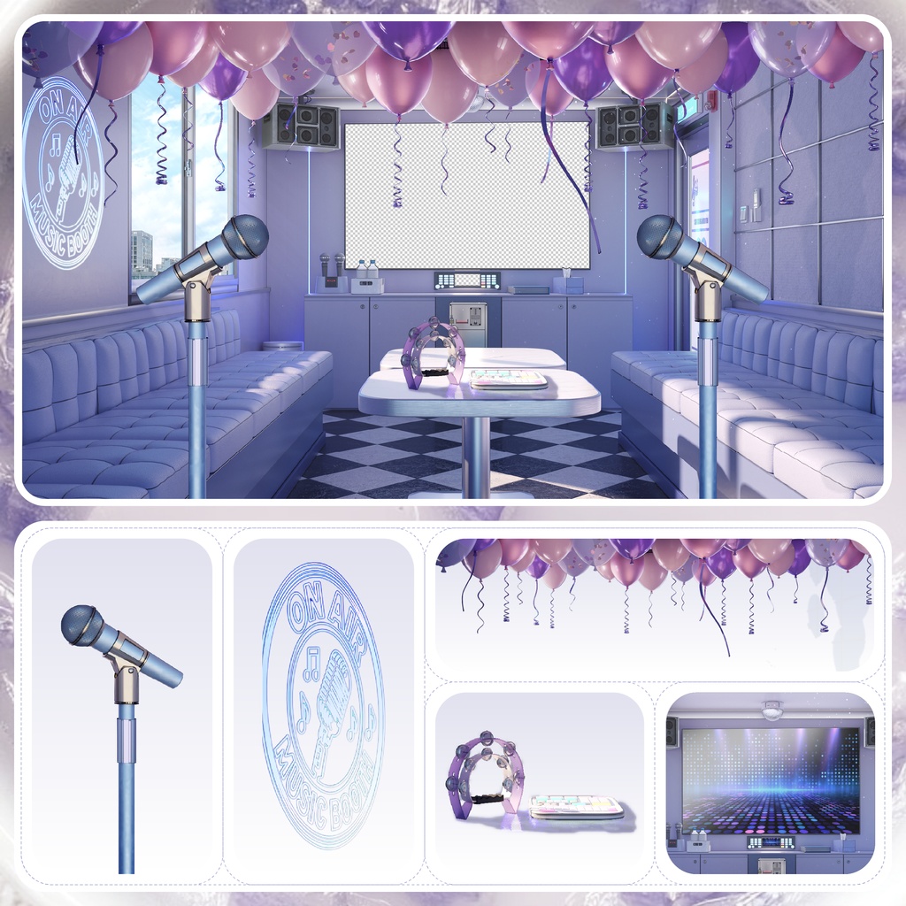 【PNG・WEBMモーション付き】韓国コインカラオケ風ルーム|Vtuber配信用 背景・小物セット