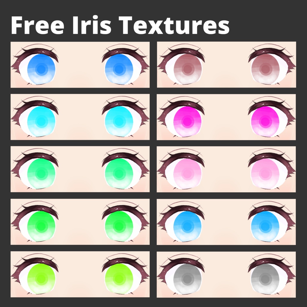 【VRoid】 10 FREE iris textures for eyes