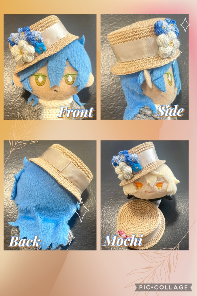 【10cmぬい・もちマス対応】ひだまり小花のカンカン帽(全2色/マゼンタ・ブルー)