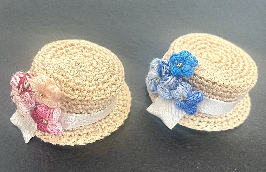 【10cmぬい・もちマス対応】ひだまり小花のちょこんとカンカン帽(mini / 全2色 /マゼンタ・ブルー)