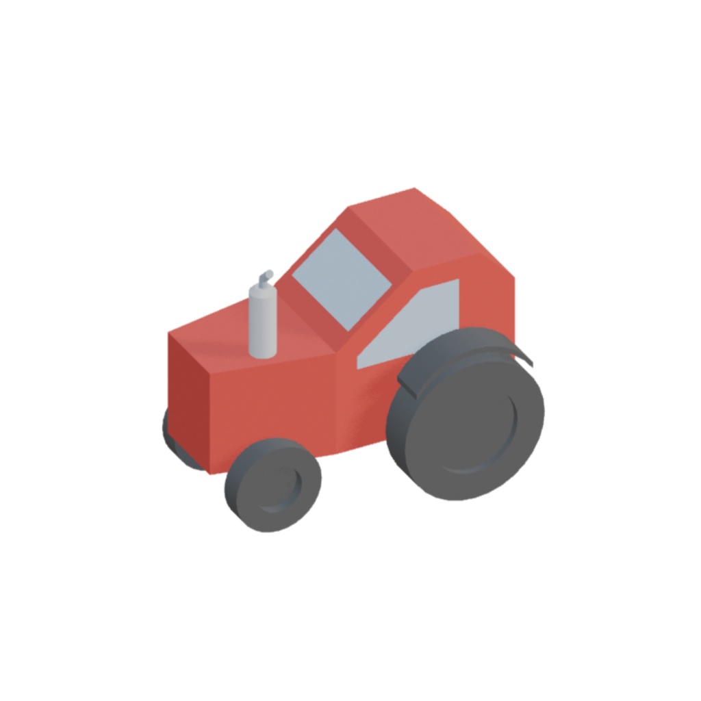 アイソメトリックトラクターの3Dモデル素材(glb / Blender)