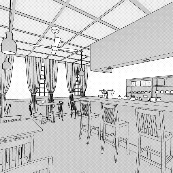カフェ(喫茶店) 3Dモデル