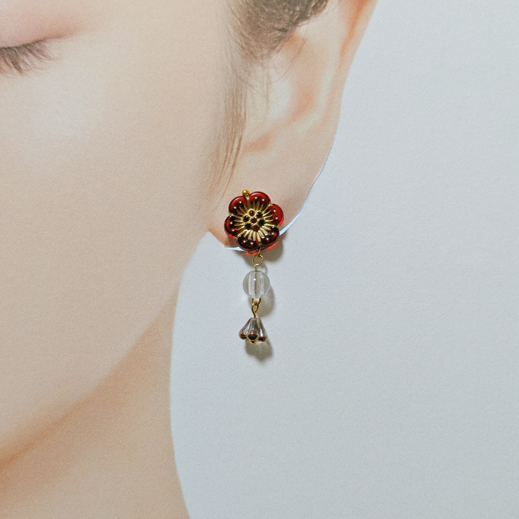 愛弟子イメージイヤリング朱【イヤリング】