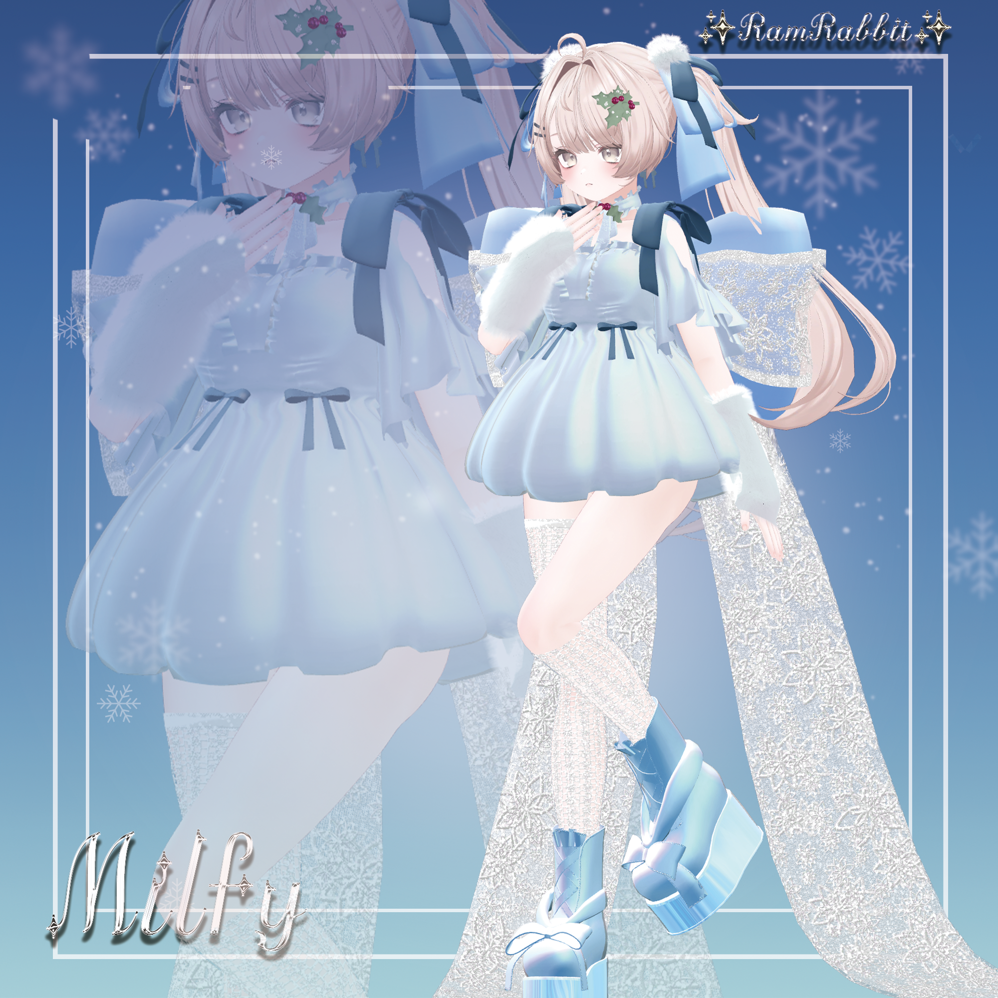 Vrchat Rabbit Avatars 【24アバター対応】Winter Velvet【VRChat】 - Ram Rabbit - BOOTH