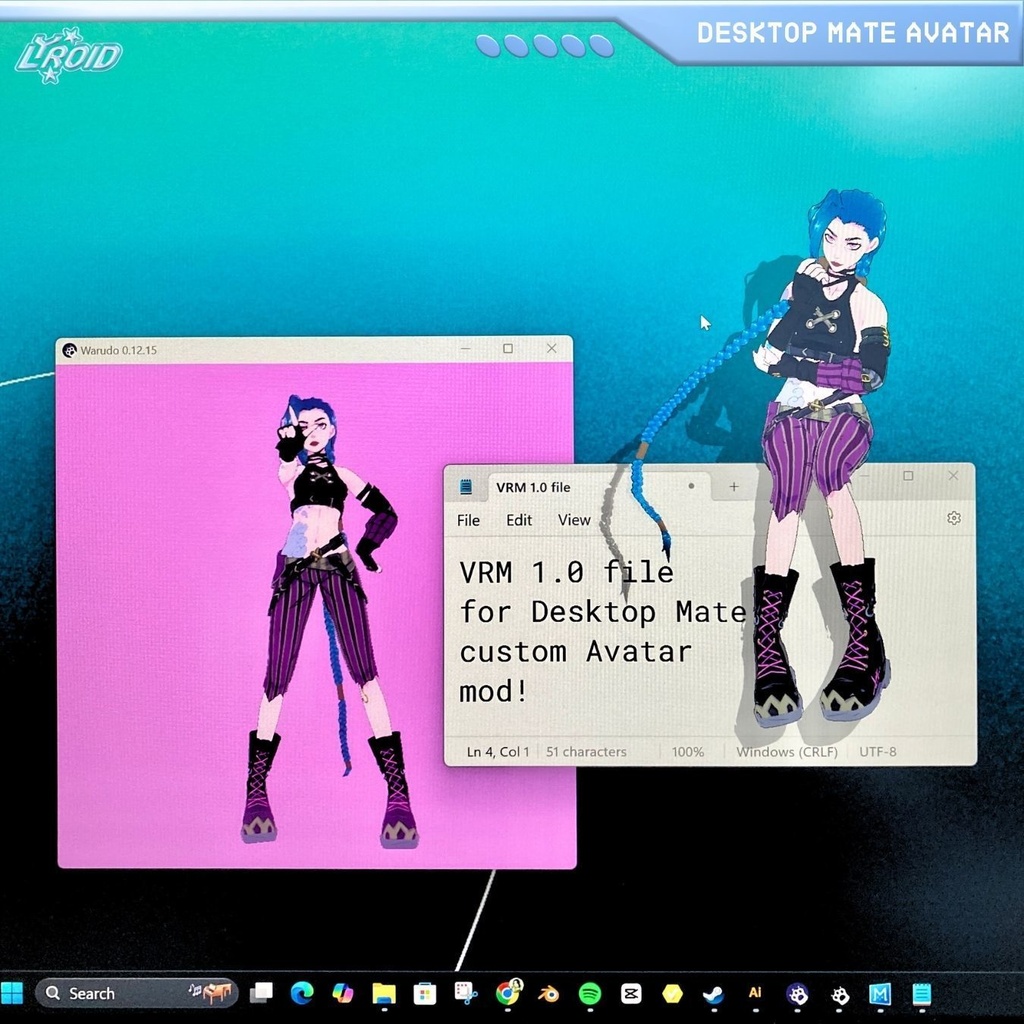 Jinx Pre-made 3D VRM Model | VTuber & VRChat Avatar【3Dモデル】