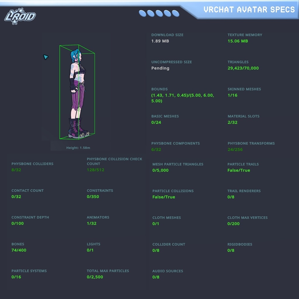 Jinx Pre-made 3D VRM Model | VTuber & VRChat Avatar【3Dモデル】