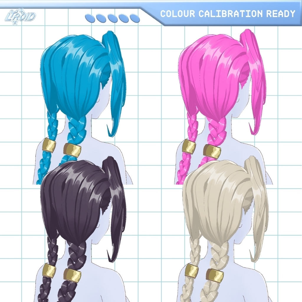 【VRoid】Hair Preset | Jinx Long Twin Braids | 三つ編みヘアプリセット