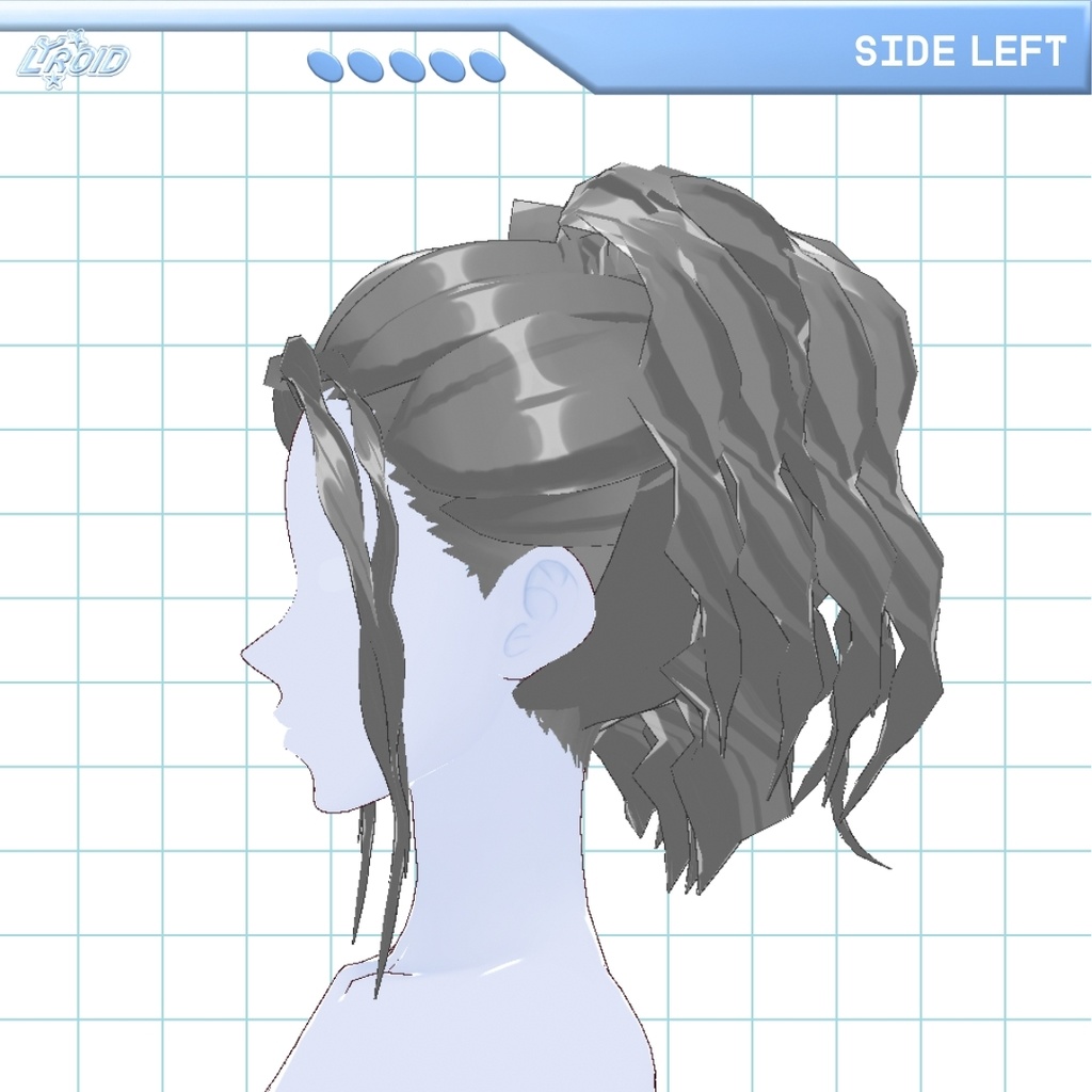 【VRoid】Hair Preset | Fluffy High Curly Ponytail | 髪のプリセット