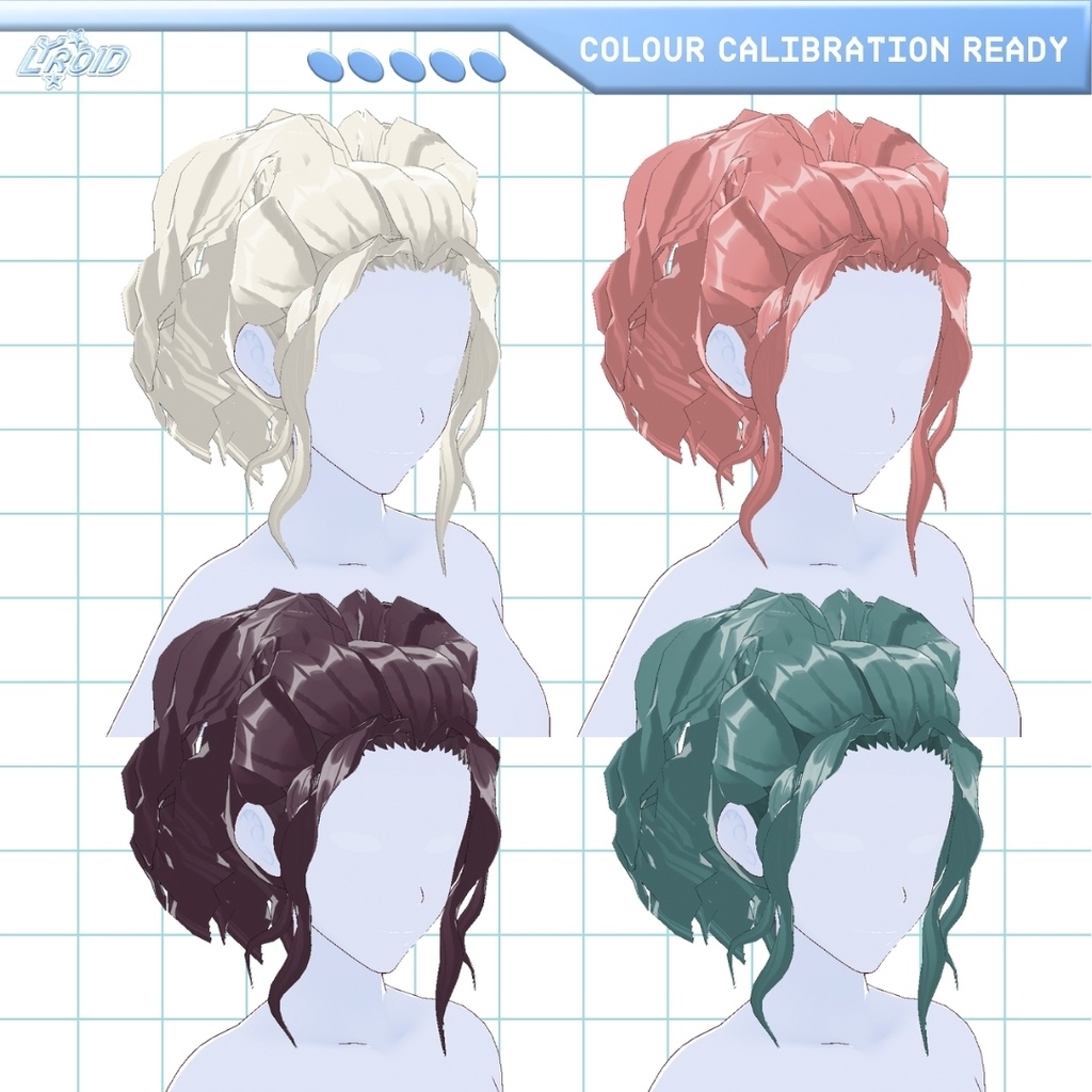 【VRoid】Hair Preset | Fluffy High Curly Ponytail | 髪のプリセット
