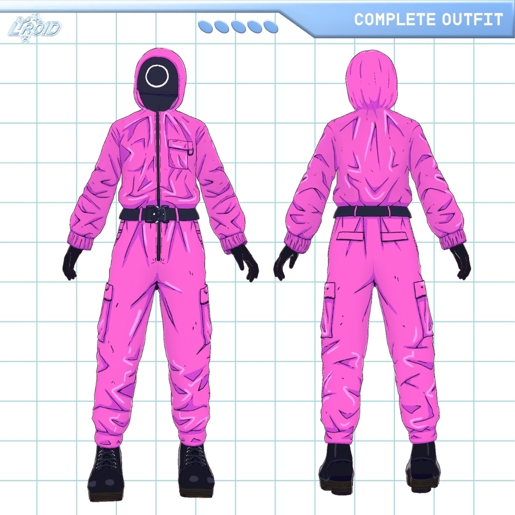 Squid Game Soldier Pink Uniform 【VRoid Outfit】 | VRoid Clothes & Textures | イカゲームソルジャーピンクユニフォーム 【VRoid 服】