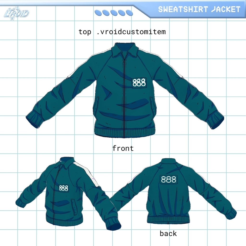 Squid Game Player Green Tracksuit 【VRoid Outfit】 | VRoid Clothes & Textures | イカゲームプレイヤー グリーン トラックスーツ 【VRoid 服】