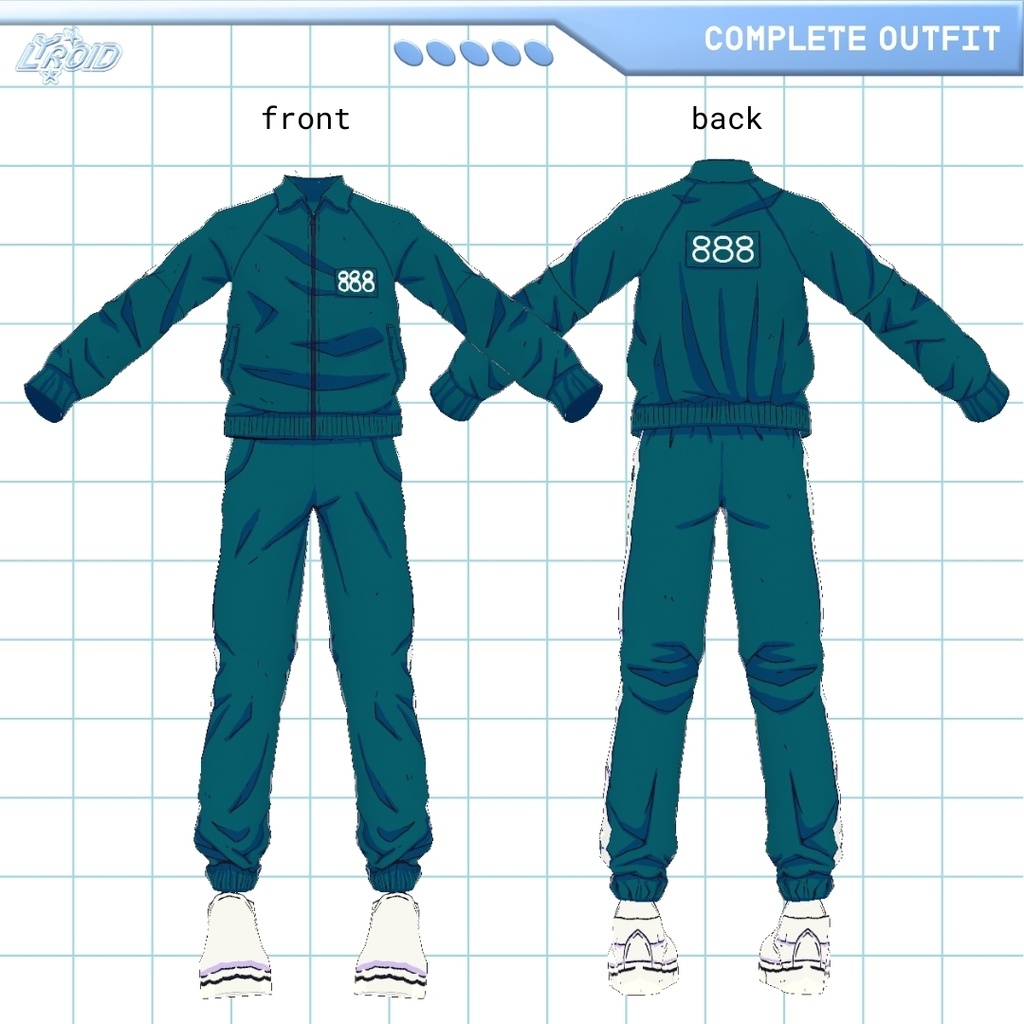 Squid Game Player Green Tracksuit 【VRoid Outfit】 | VRoid Clothes & Textures | イカゲームプレイヤー グリーン トラックスーツ 【VRoid 服】