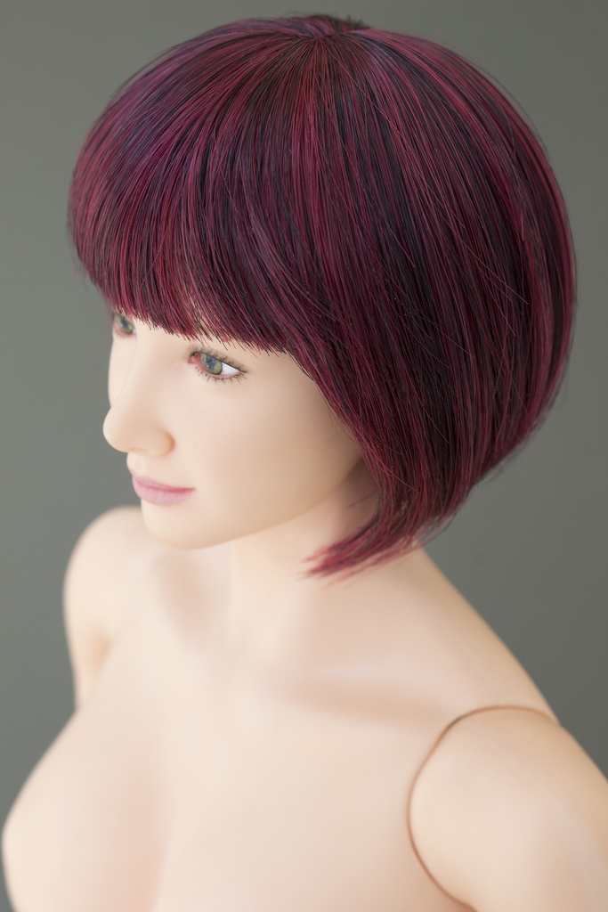 Real Wig for Head Area of 5.5 inch *Bob (Black wine)* (CY-008)