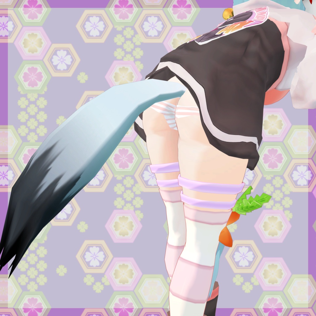 【VRChat想定アクセサリー】ケモミミカチューシャ・しっぽセット_(和風)