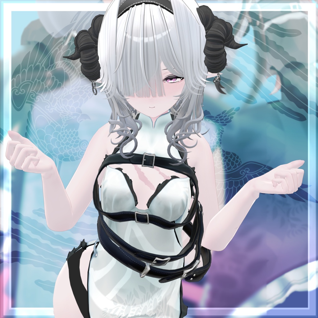 VRChat向け衣装モデル_サイバーチャイナ_cyber_China_イベリス-Iberis-対応差分