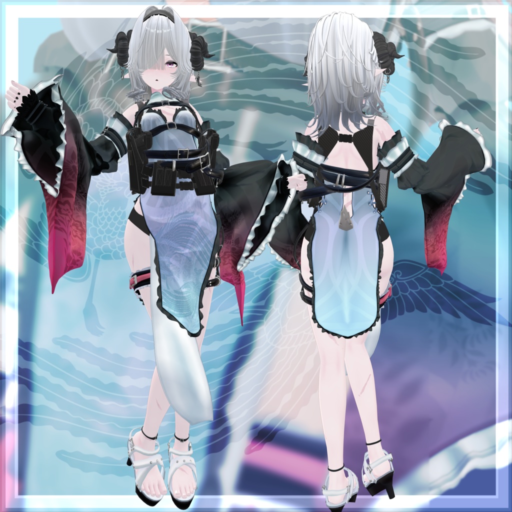VRChat向け衣装モデル_サイバーチャイナ_cyber_China_イベリス-Iberis-対応差分