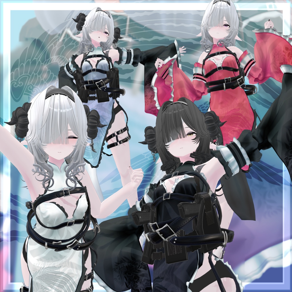 VRChat向け衣装モデル_サイバーチャイナ_cyber_China_イベリス-Iberis-対応差分