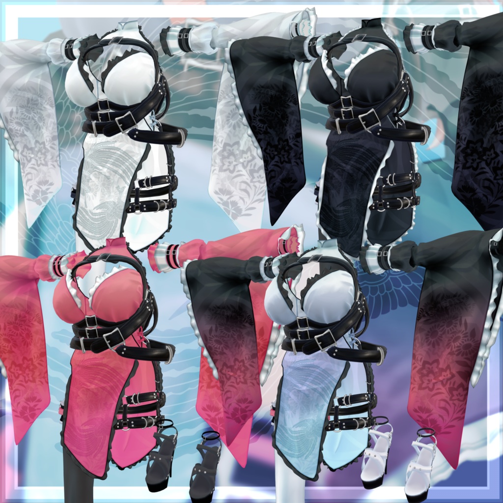 VRChat向け衣装モデル_サイバーチャイナ_cyber_China_イベリス-Iberis-対応差分