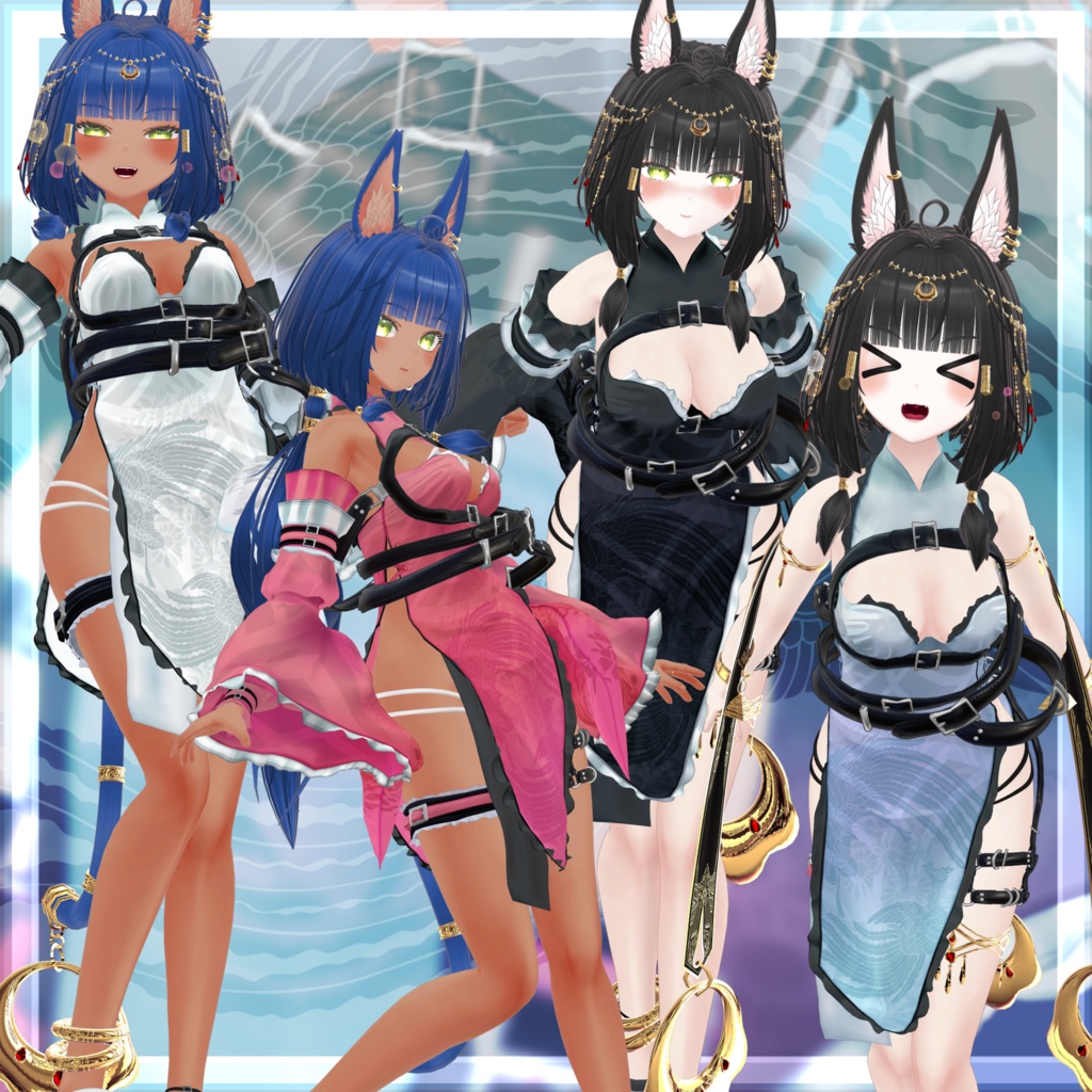 VRChat向け衣装モデル_サイバーチャイナ_cyber_China キシャ【Kisha】対応差分