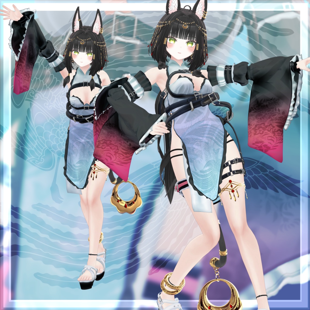 VRChat向け衣装モデル_サイバーチャイナ_cyber_China キシャ【Kisha】対応差分