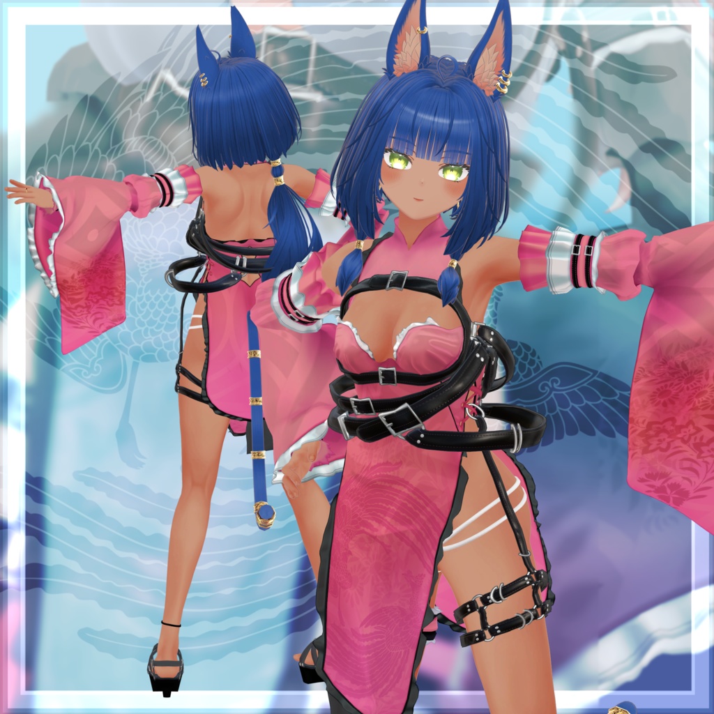 VRChat向け衣装モデル_サイバーチャイナ_cyber_China キシャ【Kisha】対応差分