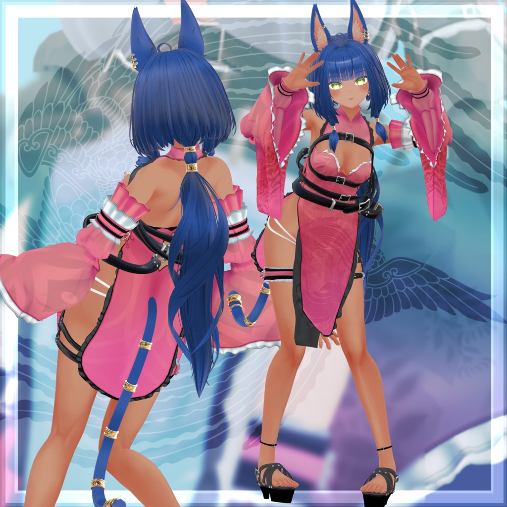 VRChat向け衣装モデル_サイバーチャイナ_cyber_China キシャ【Kisha】対応差分
