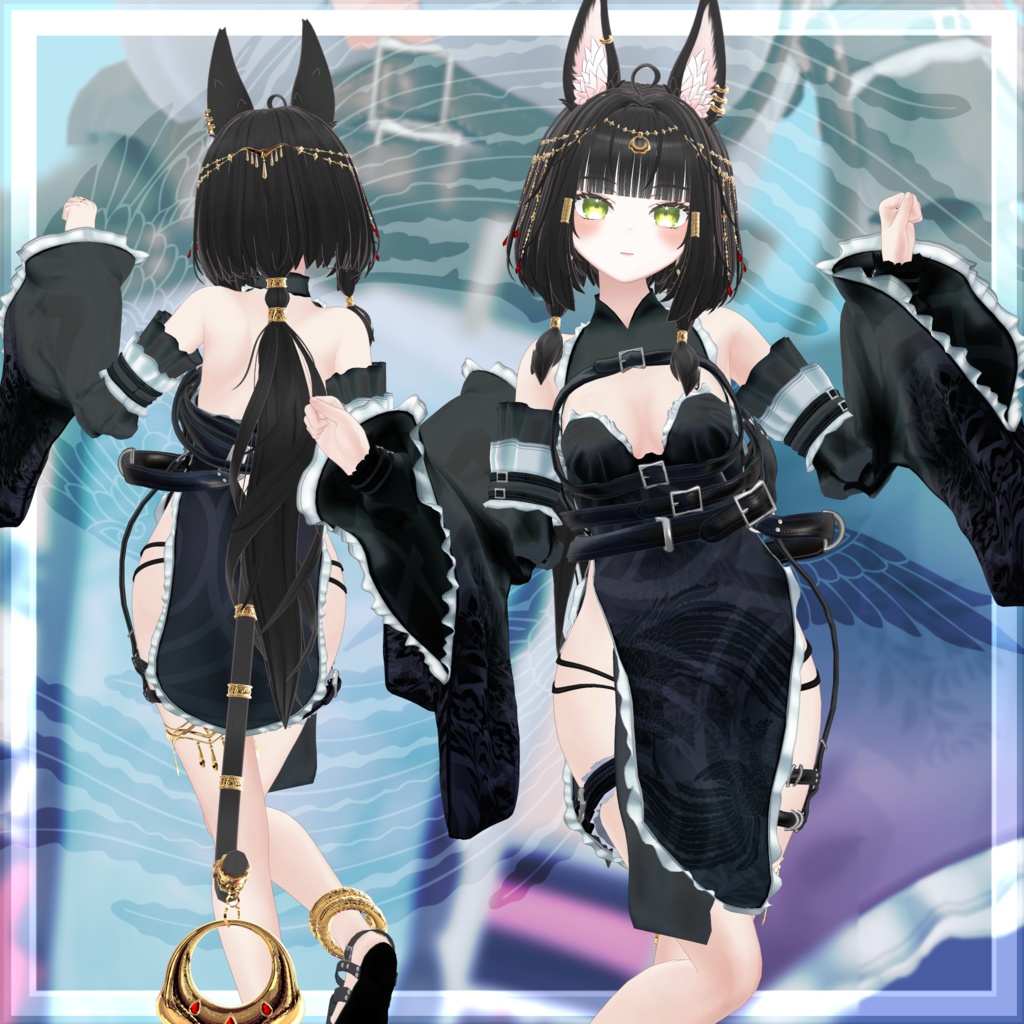 VRChat向け衣装モデル_サイバーチャイナ_cyber_China キシャ【Kisha】対応差分