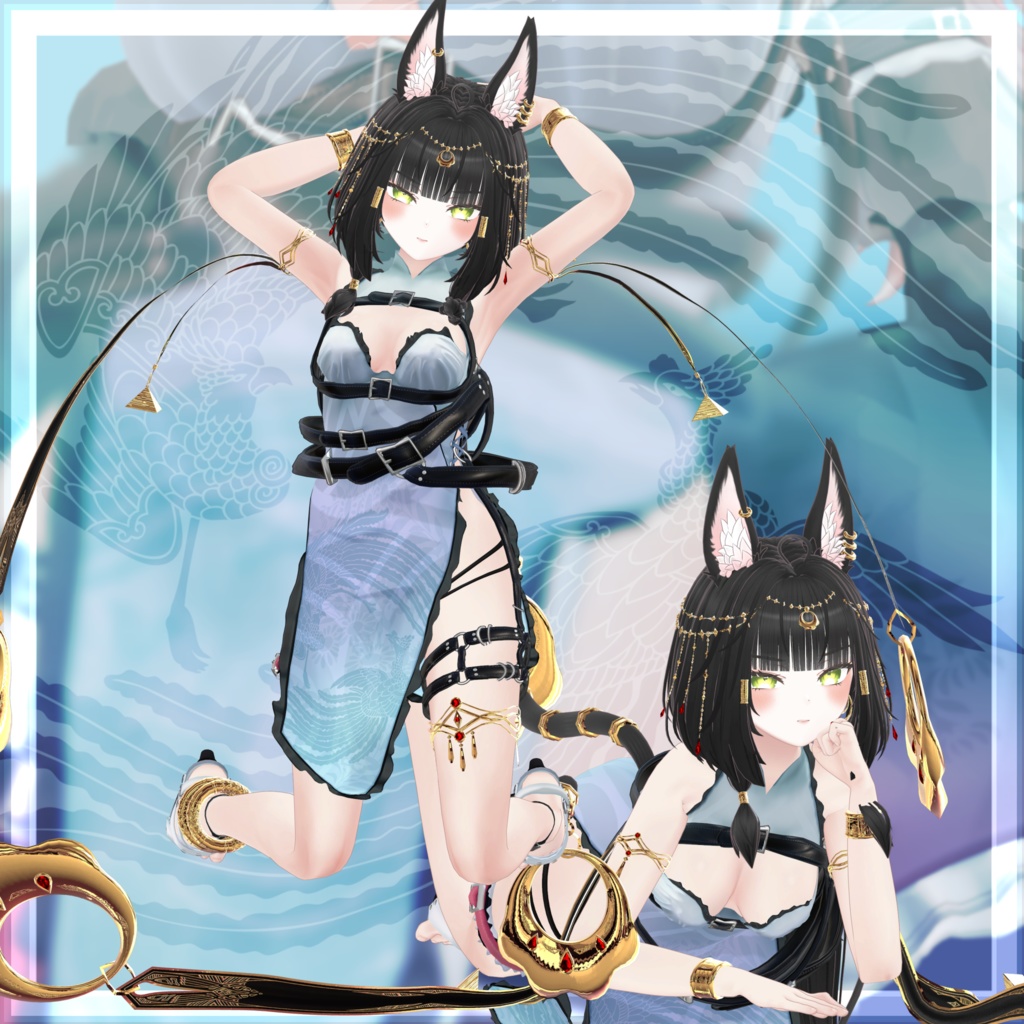 VRChat向け衣装モデル_サイバーチャイナ_cyber_China キシャ【Kisha】対応差分