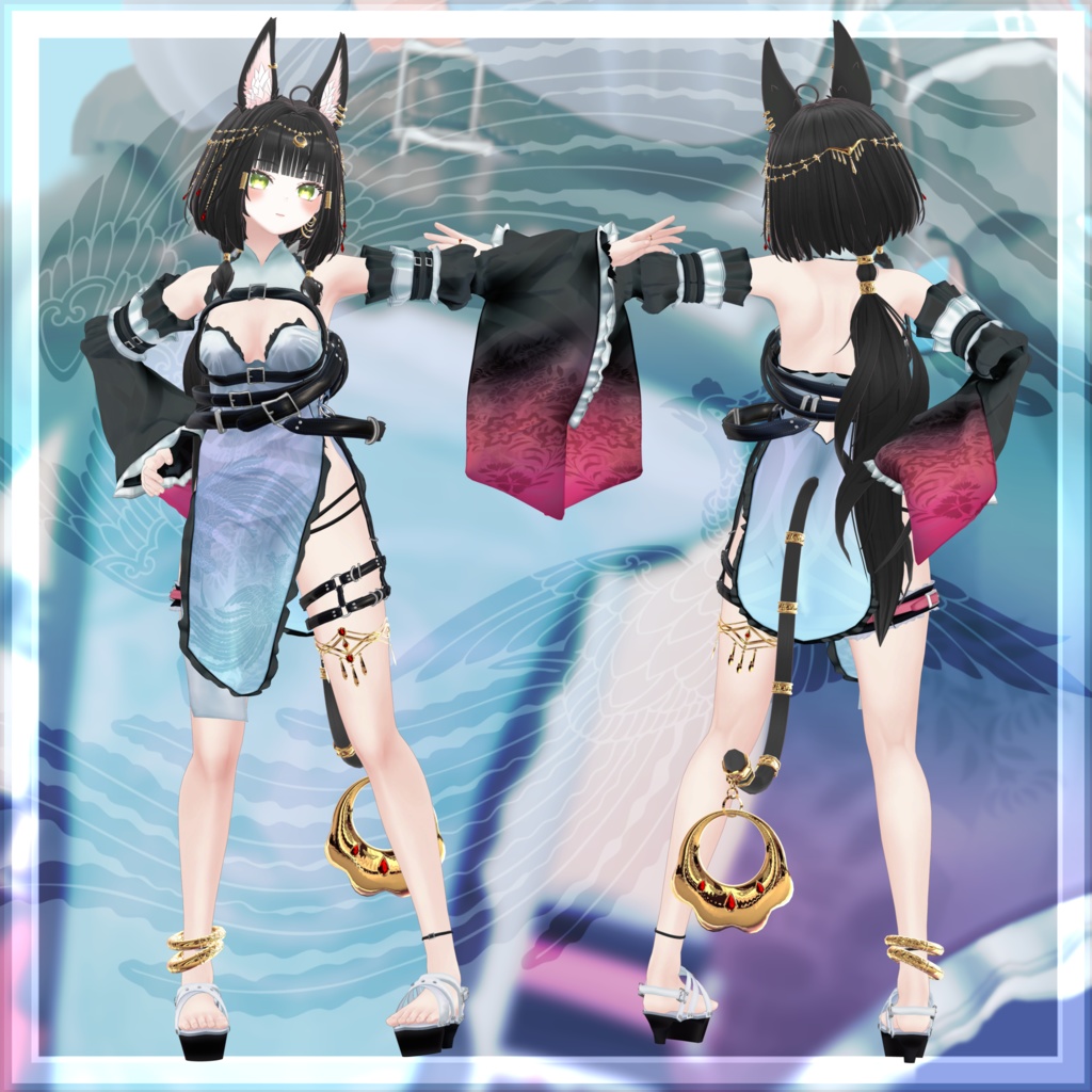 VRChat向け衣装モデル_サイバーチャイナ_cyber_China キシャ【Kisha】対応差分