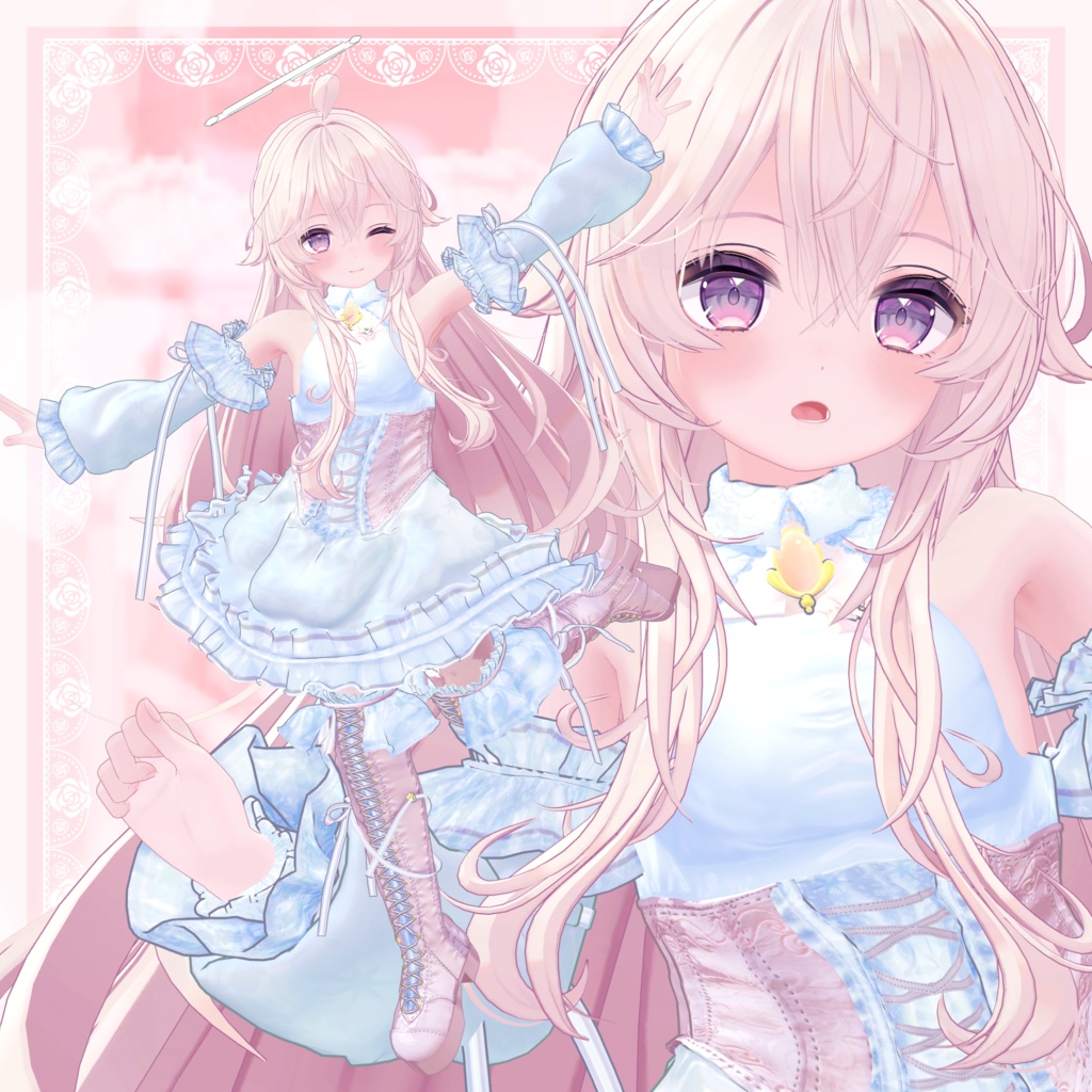 VRChat向け衣装モデル_プリティゴシック_Pretty_Gothic ソラハ【オリジナル3Dモデル】対応差分