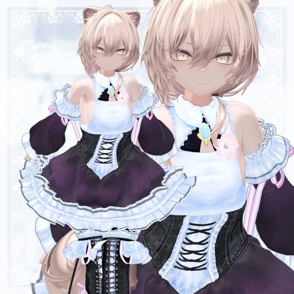 VRChat向け衣装モデル_プリティゴシック_Pretty_Gothic 「真央」-mao-・「りりか」-ririka-対応差分