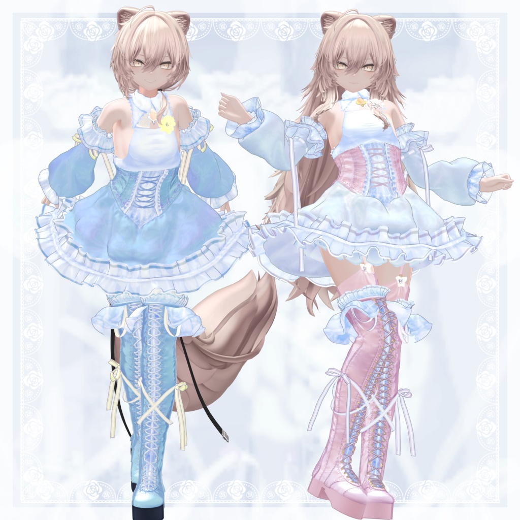 VRChat向け衣装モデル_プリティゴシック_Pretty_Gothic 「真央」-mao-・「りりか」-ririka-対応差分
