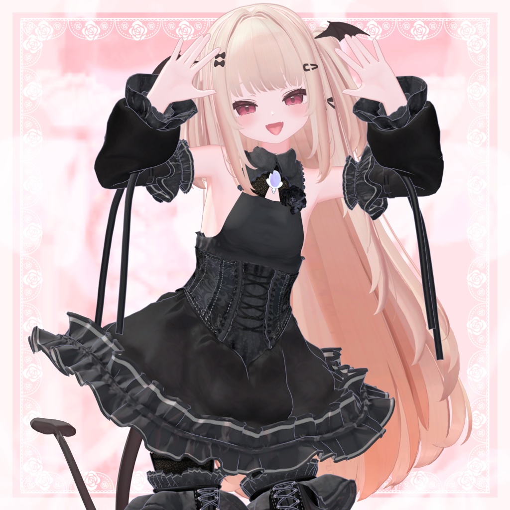 VRChat向け衣装モデル_プリティゴシック_Pretty_Gothic 「真央」-mao-・「りりか」-ririka-対応差分