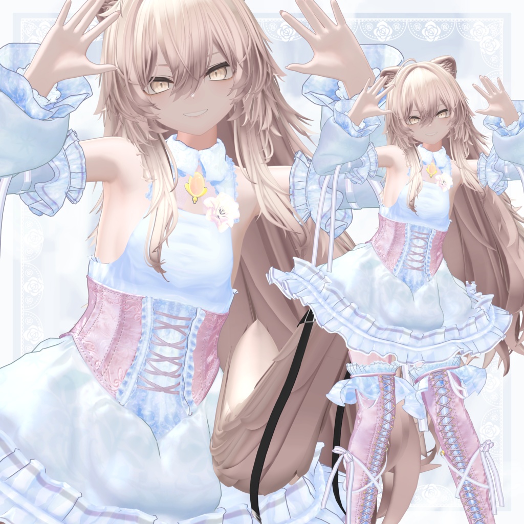 VRChat向け衣装モデル_プリティゴシック_Pretty_Gothic 「真央」-mao-・「りりか」-ririka-対応差分